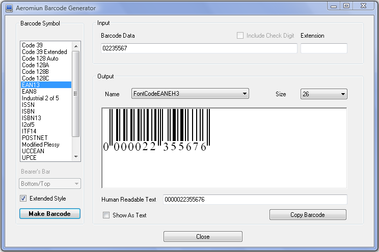 Aeromium Barcode Maker Screenshot